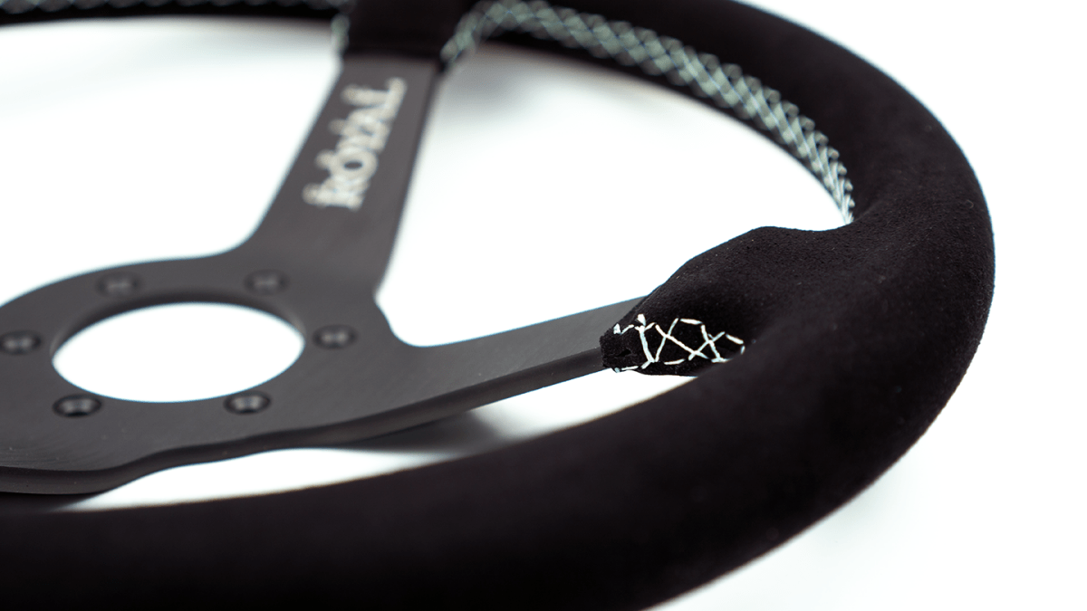 Grip Royal Brute 350mm Deep Dish Steering Wheel w/ Black Suede Grip and Mint Stitching - GRSW - BRT - S - BKMINT - TDCMINT - Subimods.com