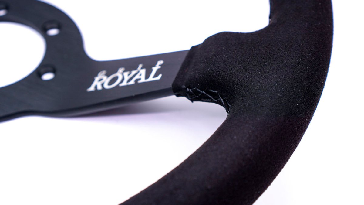 Grip Royal Brute 350mm Deep Dish Steering Wheel w/ Black Suede Grip, Black Stitching and Black Leather TDC Stripe - GRSW - BRT - S - BKBK - TDCBK - Subimods.com
