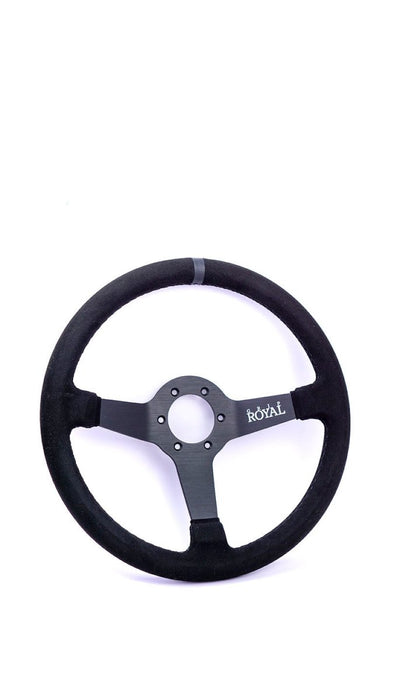 Grip Royal Brute 350mm Deep Dish Steering Wheel w/ Black Suede Grip, Black Stitching and Black Leather TDC Stripe - GRSW - BRT - S - BKBK - TDCBK - Subimods.com
