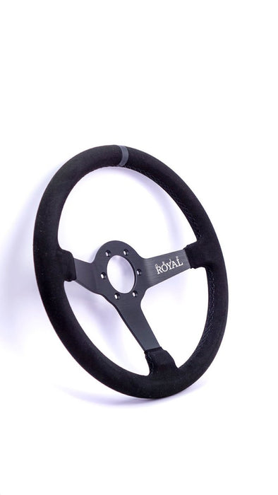 Grip Royal Brute 350mm Deep Dish Steering Wheel w/ Black Suede Grip, Black Stitching and Black Leather TDC Stripe - GRSW - BRT - S - BKBK - TDCBK - Subimods.com