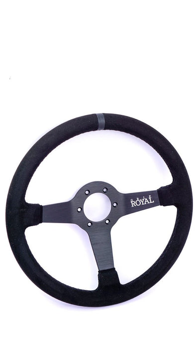 Grip Royal Brute 350mm Deep Dish Steering Wheel w/ Black Suede Grip, Black Stitching and Black Leather TDC Stripe - GRSW - BRT - S - BKBK - TDCBK - Subimods.com