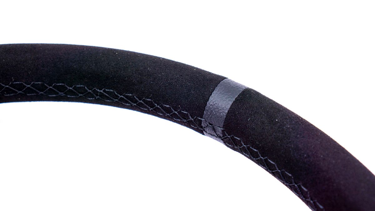 Grip Royal Brute 350mm Deep Dish Steering Wheel w/ Black Suede Grip, Black Stitching and Black Leather TDC Stripe - GRSW - BRT - S - BKBK - TDCBK - Subimods.com