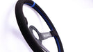 Grip Royal Brute 350mm Deep Dish Steering Wheel w/ Black Suede Grip, Blue Stitching and Blue Leather TDC Stripe - GRSW - BRT - S - BKBL - TDCBL - Subimods.com