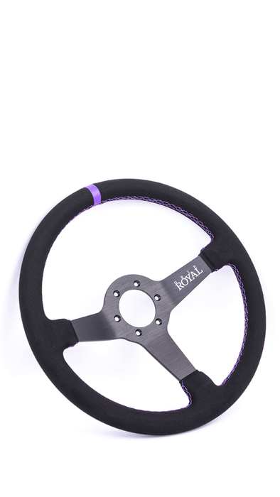 Grip Royal Brute 350mm Deep Dish Steering Wheel w/ Black Suede Grip, Purple Stitching, and Purple TDC Stripe - GRSW - BRT - S - BKPP - TDCPP - Subimods.com