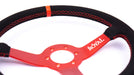 Grip Royal Brute 350mm Deep Dish Steering Wheel w/ Black Suede Grip, Red Stitching, Red TDC Stripe and Red Center - GRSW - BRT - S - BKRD - TDC - RD - RED - Subimods.com