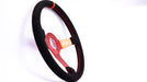 Grip Royal Brute 350mm Deep Dish Steering Wheel w/ Black Suede Grip, Red Stitching, Red TDC Stripe and Red Center - GRSW - BRT - S - BKRD - TDC - RD - RED - Subimods.com