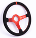 Grip Royal Brute 350mm Deep Dish Steering Wheel w/ Black Suede Grip, Red Stitching, Red TDC Stripe and Red Center - GRSW - BRT - S - BKRD - TDC - RD - RED - Subimods.com