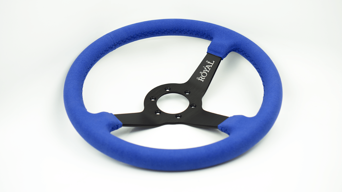 Grip Royal Brute 350mm Deep Dish Steering Wheel w/ Blue Suede Grip and Blue Stitching - GRSW - BRT - S - BLBL - Subimods.com