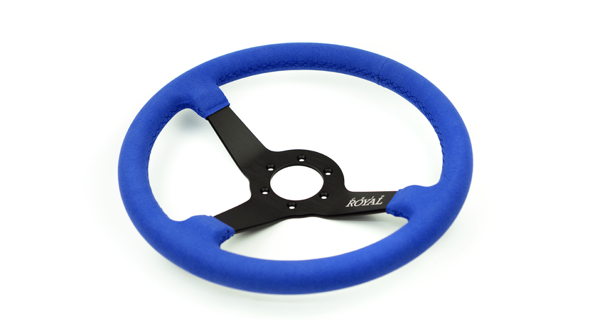 Deep Dish 350mm Steering Wheel w/ Blue Suede Grip | Subimods