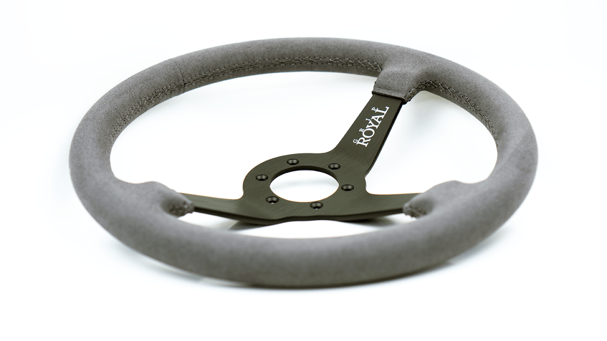 Grip Royal Brute 350mm Deep Dish Steering Wheel w/ Grey Suede Grip and Grey Stitching - GRSW - BRT - S - GYGY - Subimods.com