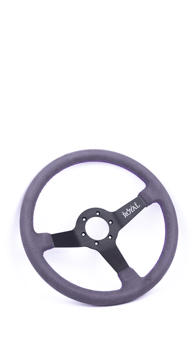 Grip Royal Brute 350mm Deep Dish Steering Wheel w/ Grey Suede Grip and Purple Stitching - GRSW - BRT - S - GYPP - Subimods.com