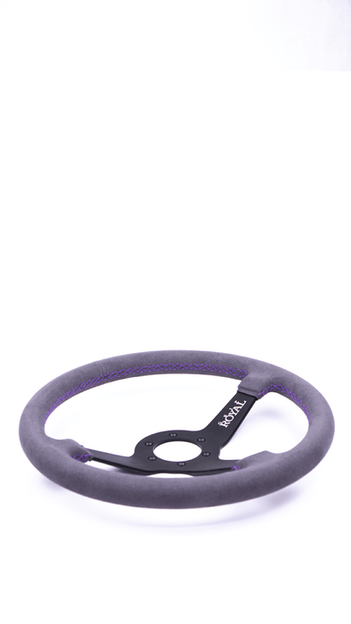 Grip Royal Brute 350mm Deep Dish Steering Wheel w/ Grey Suede Grip and Purple Stitching - GRSW - BRT - S - GYPP - Subimods.com