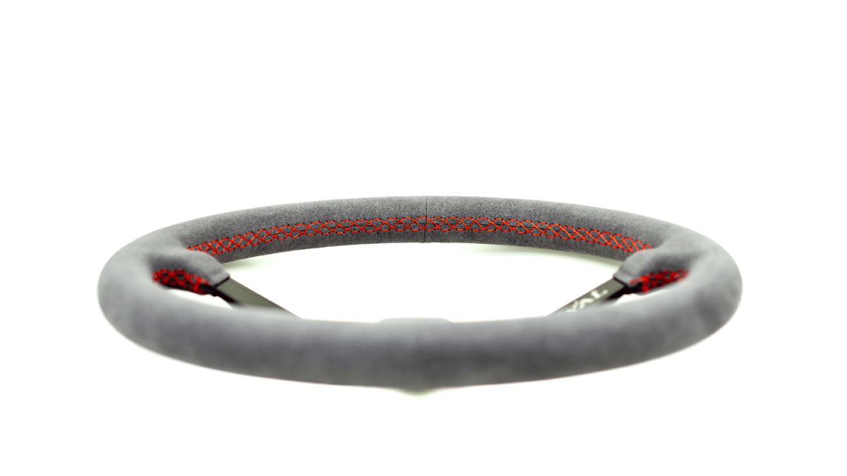 Grip Royal Brute 350mm Deep Dish Steering Wheel w/ Grey Suede Grip and Red Stitching - GRSW - BRT - S - GYRD - Subimods.com