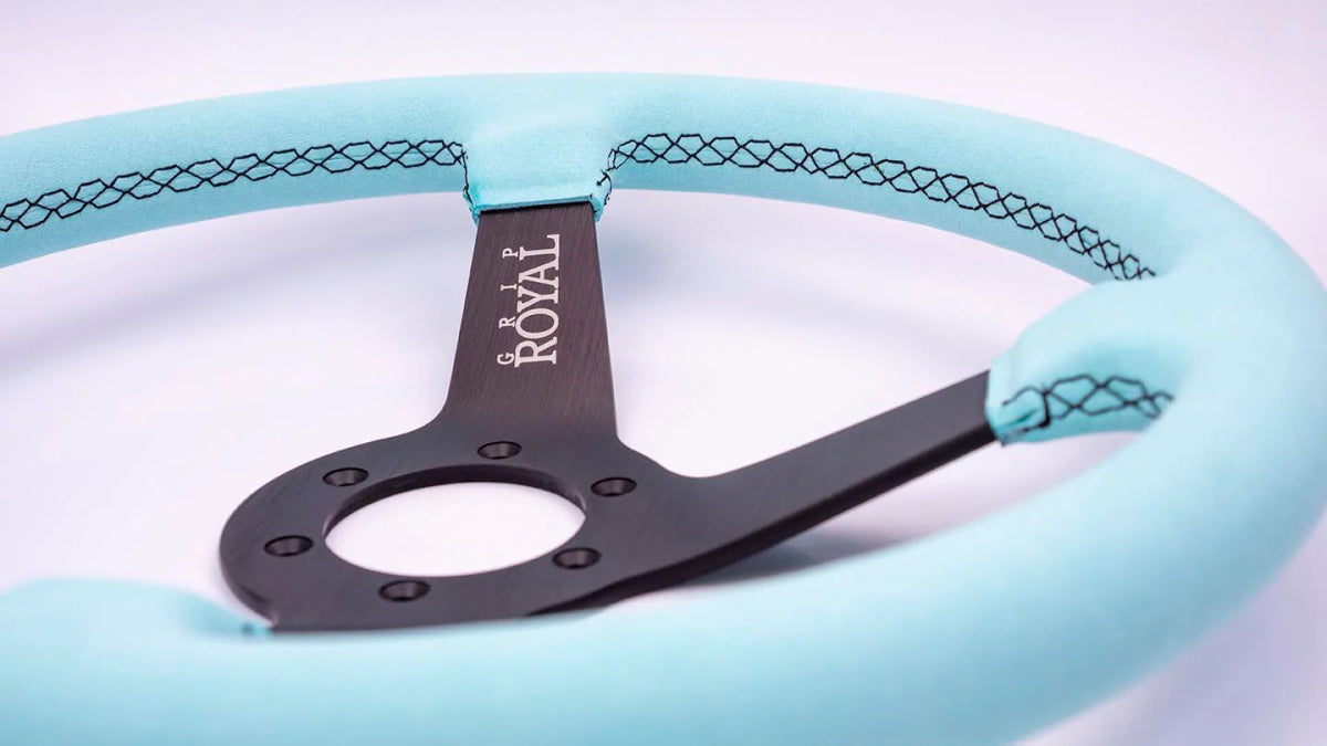 Grip Royal Brute 350mm Deep Dish Steering Wheel w/ Mint Suede Grip and Black Stitching - GRSW - BRT - S - MINT - Subimods.com