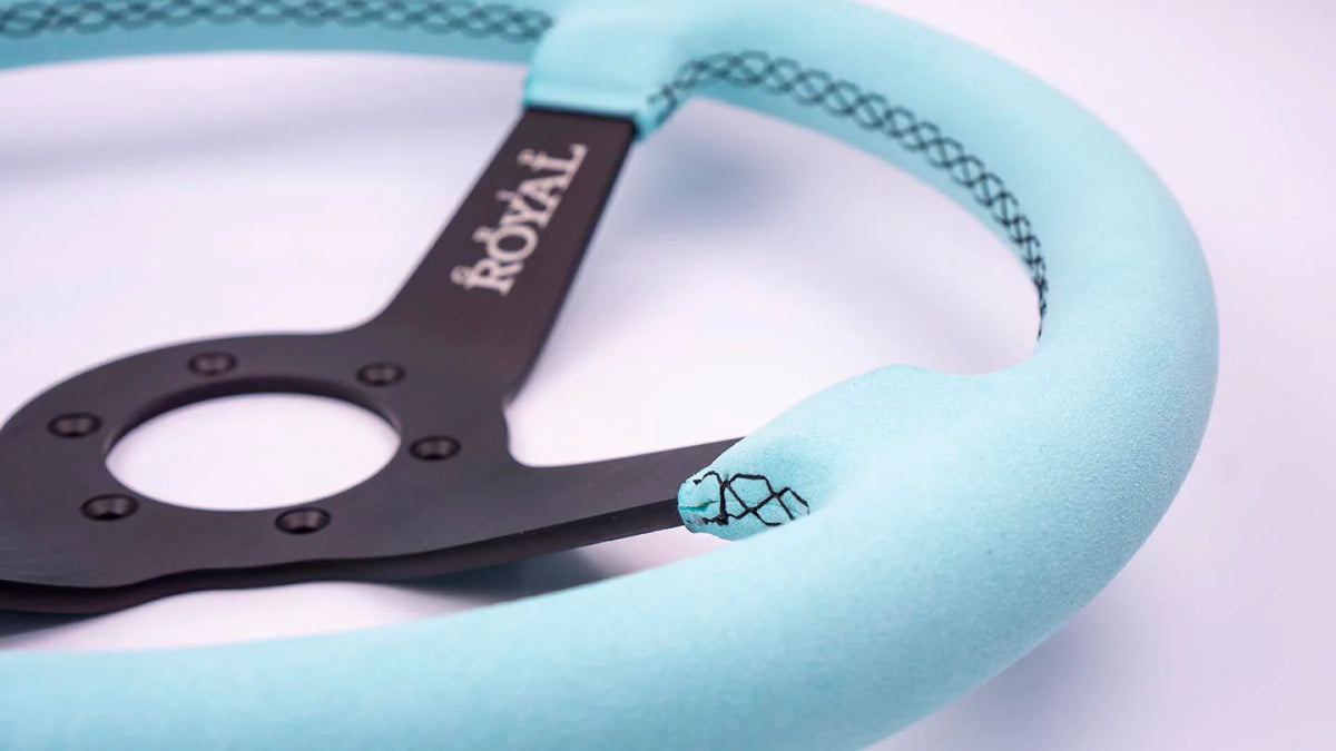 Grip Royal Brute 350mm Deep Dish Steering Wheel w/ Mint Suede Grip and Black Stitching - GRSW - BRT - S - MINT - Subimods.com
