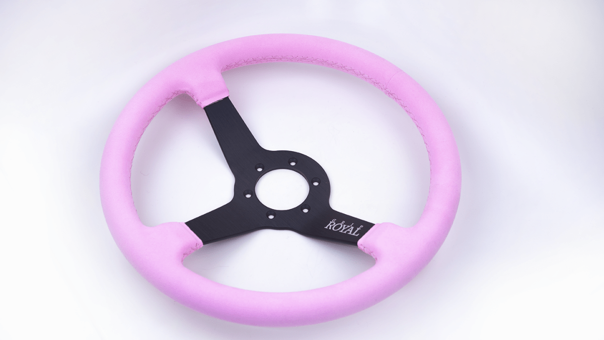 Grip Royal Brute 350mm Deep Dish Steering Wheel w/ Pink Suede Grip and Pink Stitching - GRSW - BRT - S - PK - Subimods.com