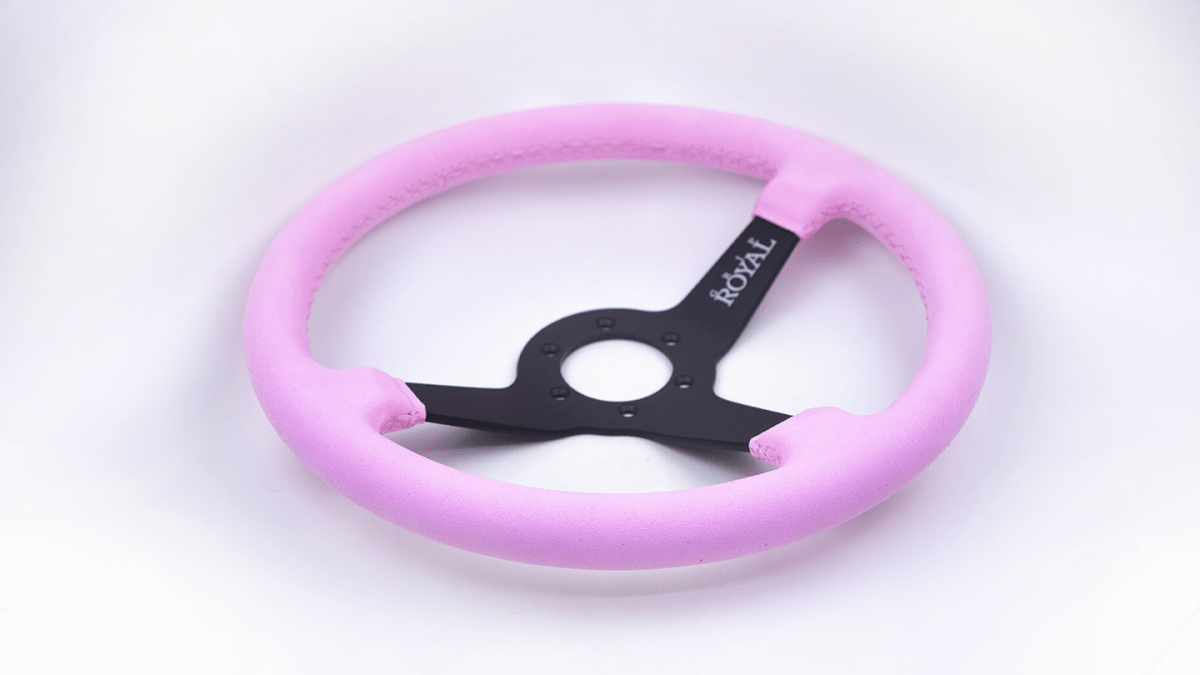 Grip Royal Brute 350mm Deep Dish Steering Wheel w/ Pink Suede Grip and Pink Stitching - GRSW - BRT - S - PK - Subimods.com