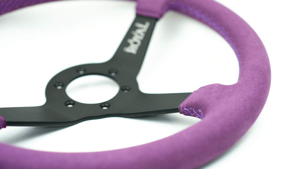 Grip Royal Brute 350mm Deep Dish Steering Wheel w/ Purple Suede Grip and Purple Stitching - GRSW - BRT - S - PP - Subimods.com