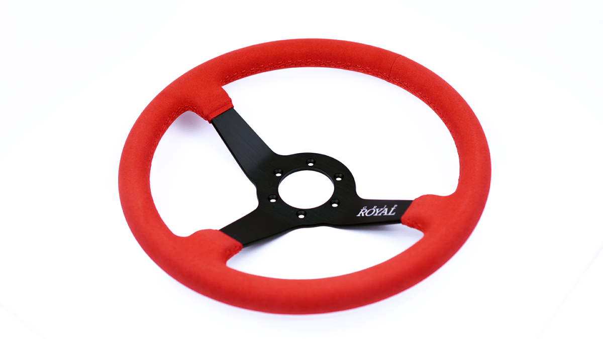 Grip Royal Brute 350mm Deep Dish Steering Wheel w/ Red Suede Grip, and Red Stitching - GRSW - BRT - S - RDRD - Subimods.com