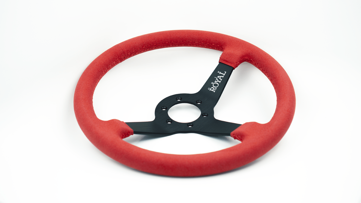 Grip Royal Brute 350mm Deep Dish Steering Wheel w/ Red Suede Grip, and Red Stitching - GRSW - BRT - S - RDRD - Subimods.com