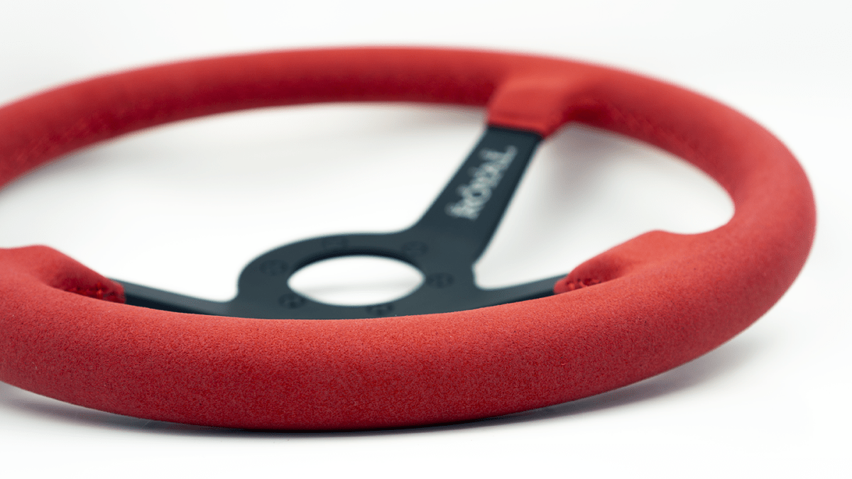 Grip Royal Brute 350mm Deep Dish Steering Wheel w/ Red Suede Grip, and Red Stitching - GRSW - BRT - S - RDRD - Subimods.com