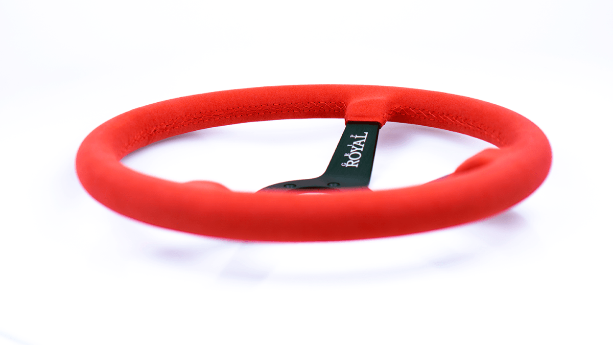Grip Royal Brute 350mm Deep Dish Steering Wheel w/ Red Suede Grip, and Red Stitching - GRSW - BRT - S - RDRD - Subimods.com