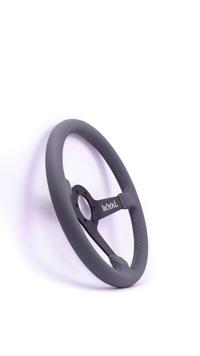 Grip Royal Brute Macbeth 350mm Deep Dish Steering Wheel w/ Grey Leather Grip, and Grey Stitching - GRSW - BRT - L - GYGY - Subimods.com