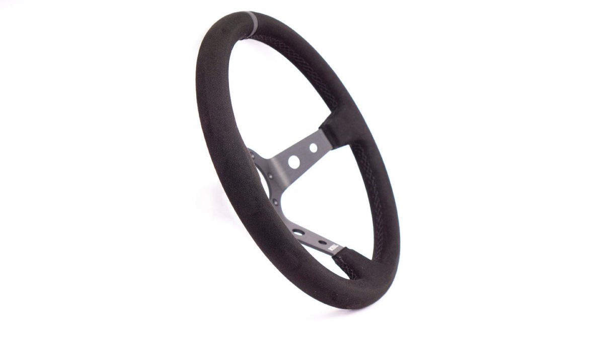 Grip Royal Club 350mm Deep Dish Steering Wheel w/ Black Suede Grip, Black Stitching, And Black TDC Stripe - GRSW - CLUB - S - BKBK - TDCBK - Subimods.com
