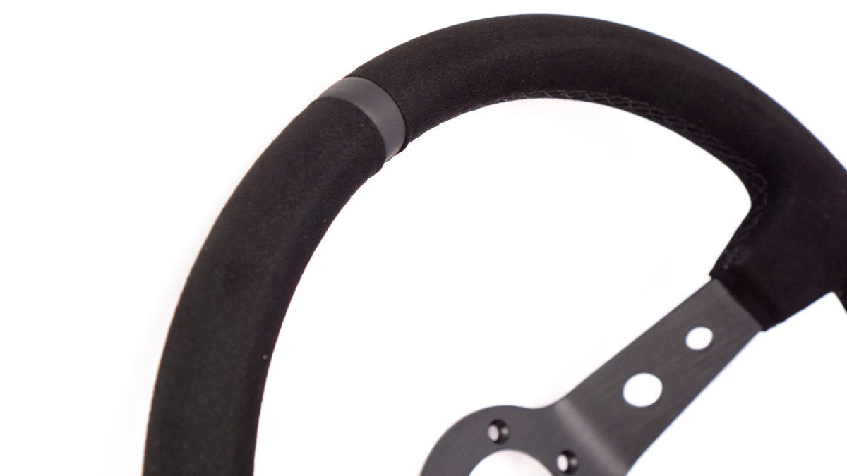 Grip Royal Club 350mm Deep Dish Steering Wheel w/ Black Suede Grip, Black Stitching, And Black TDC Stripe - GRSW - CLUB - S - BKBK - TDCBK - Subimods.com