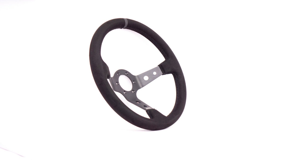Grip Royal Club 350mm Deep Dish Steering Wheel w/ Black Suede Grip, Black Stitching, And Black TDC Stripe - GRSW - CLUB - S - BKBK - TDCBK - Subimods.com