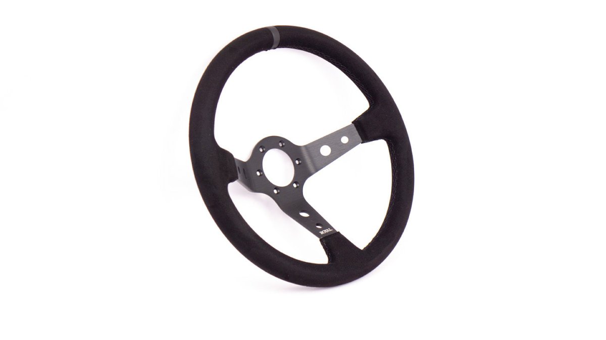 Grip Royal Club 350mm Deep Dish Steering Wheel w/ Black Suede Grip, Black Stitching, And Black TDC Stripe - GRSW - CLUB - S - BKBK - TDCBK - Subimods.com