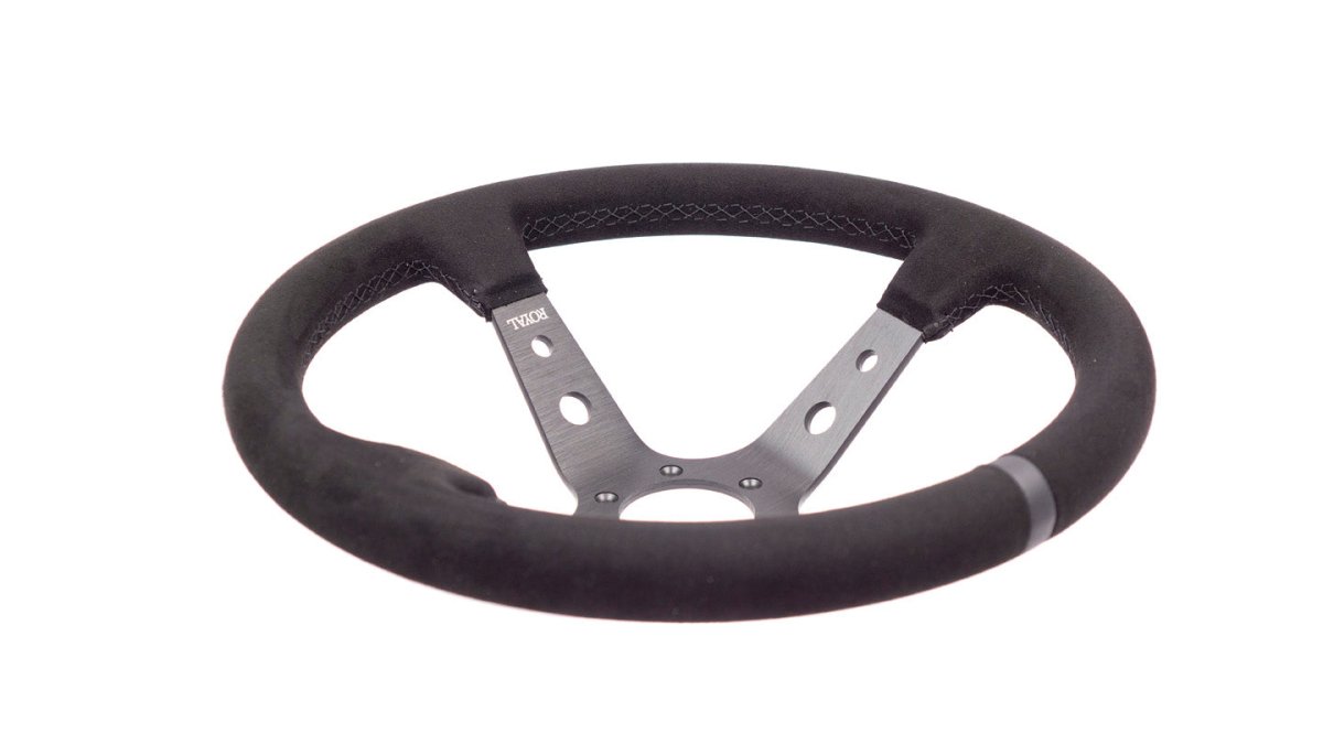 Grip Royal Club 350mm Deep Dish Steering Wheel w/ Black Suede Grip, Black Stitching, And Black TDC Stripe - GRSW - CLUB - S - BKBK - TDCBK - Subimods.com
