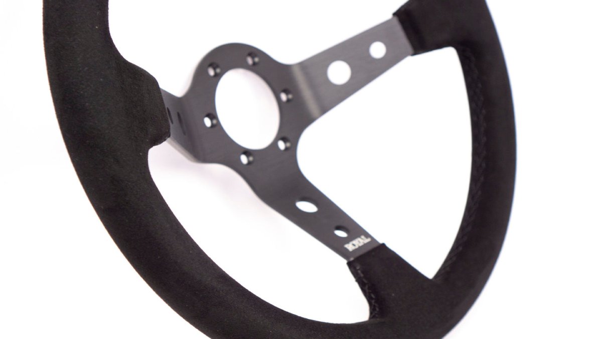 Grip Royal Club 350mm Deep Dish Steering Wheel w/ Black Suede Grip, Black Stitching, And Black TDC Stripe - GRSW - CLUB - S - BKBK - TDCBK - Subimods.com