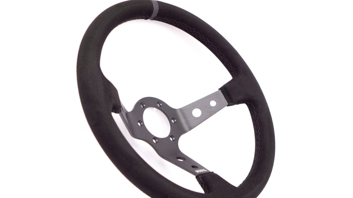 Grip Royal Club 350mm Deep Dish Steering Wheel w/ Black Suede Grip, Black Stitching, And Black TDC Stripe - GRSW - CLUB - S - BKBK - TDCBK - Subimods.com