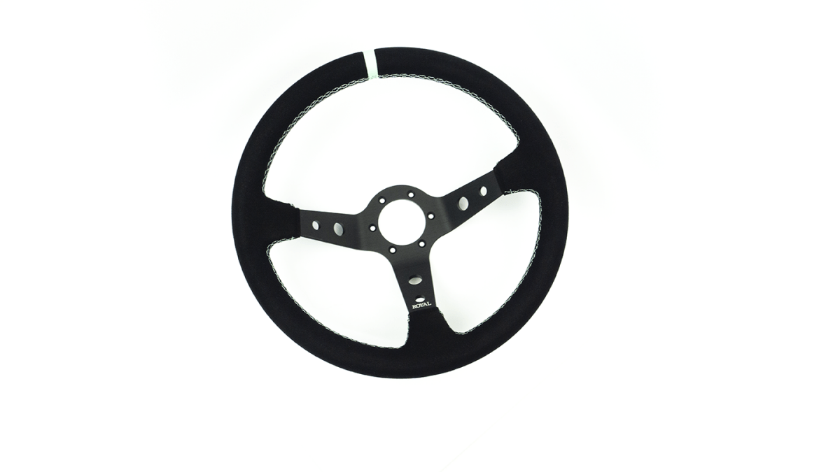 Grip Royal Club 350mm Deep Dish Steering Wheel w/ Black Suede Grip, Mint Stitching, And Mint TDC Stripe - GRSW - CLUB - S - BKMINT - TDCMINT - Subimods.com