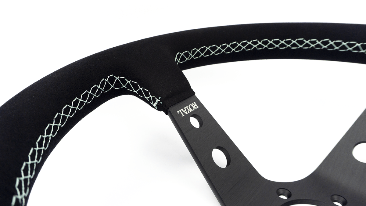 Grip Royal Club 350mm Deep Dish Steering Wheel w/ Black Suede Grip, Mint Stitching, And Mint TDC Stripe - GRSW - CLUB - S - BKMINT - TDCMINT - Subimods.com