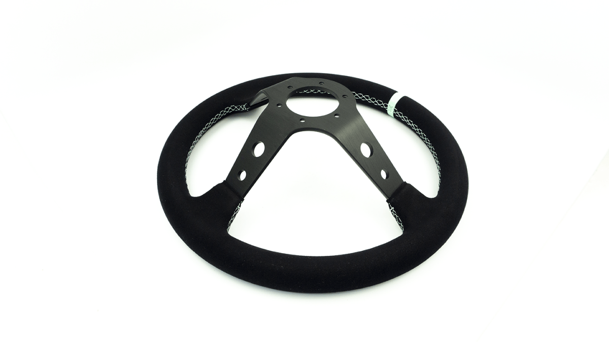 Grip Royal Club 350mm Deep Dish Steering Wheel w/ Black Suede Grip, Mint Stitching, And Mint TDC Stripe - GRSW - CLUB - S - BKMINT - TDCMINT - Subimods.com