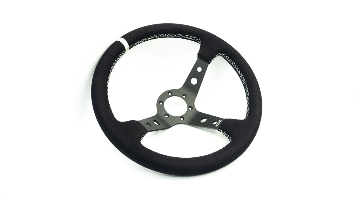 Grip Royal Club 350mm Deep Dish Steering Wheel w/ Black Suede Grip, Mint Stitching, And Mint TDC Stripe - GRSW - CLUB - S - BKMINT - TDCMINT - Subimods.com