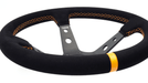 Grip Royal Club 350mm Deep Dish Steering Wheel w/ Black Suede Grip, Orange Stitching, And Orange TDC Stripe - GRSW - CLUB - S - BKOR - TDCOR - Subimods.com