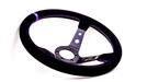Grip Royal Club 350mm Deep Dish Steering Wheel w/ Black Suede Grip, Purple Stitching, And Purple TDC Stripe - GRSW - CLUB - S - BKPP - TDCPP - Subimods.com