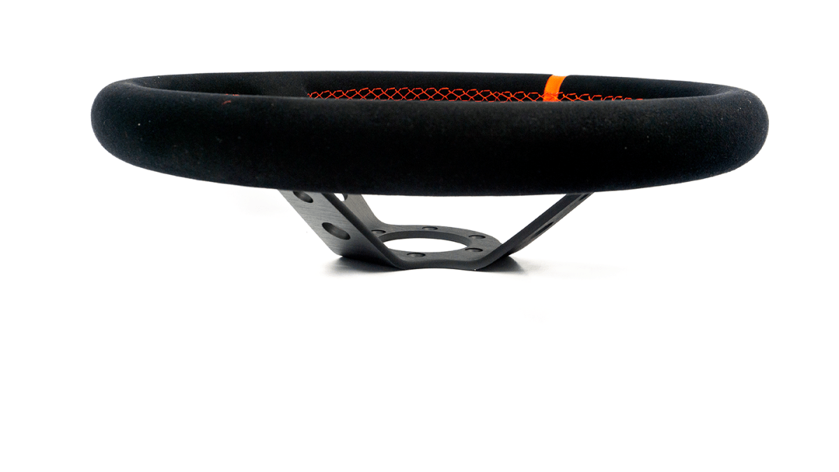 Grip Royal Club 350mm Deep Dish Steering Wheel w/ Black Suede Grip, Red Stitching, And Red TDC Stripe - GRSW - CLUB - S - BKRD - TDCRD - Subimods.com