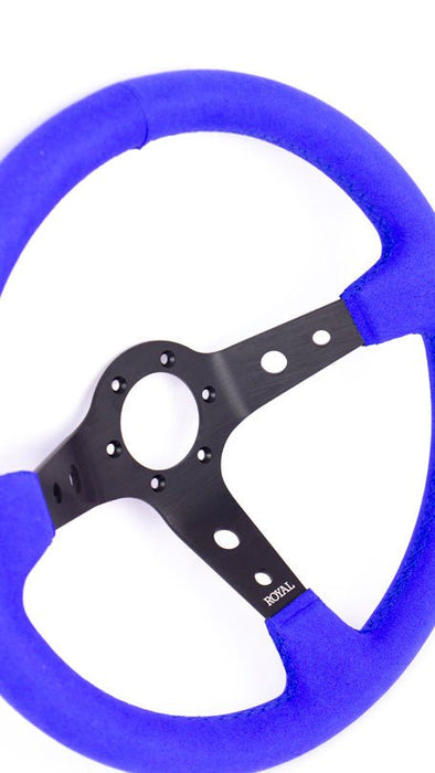Grip Royal Club 350mm Deep Dish Steering Wheel w/ Blue Suede Grip, and Blue Stitching - GRSW - CLUB - S - BLB - Subimods.com