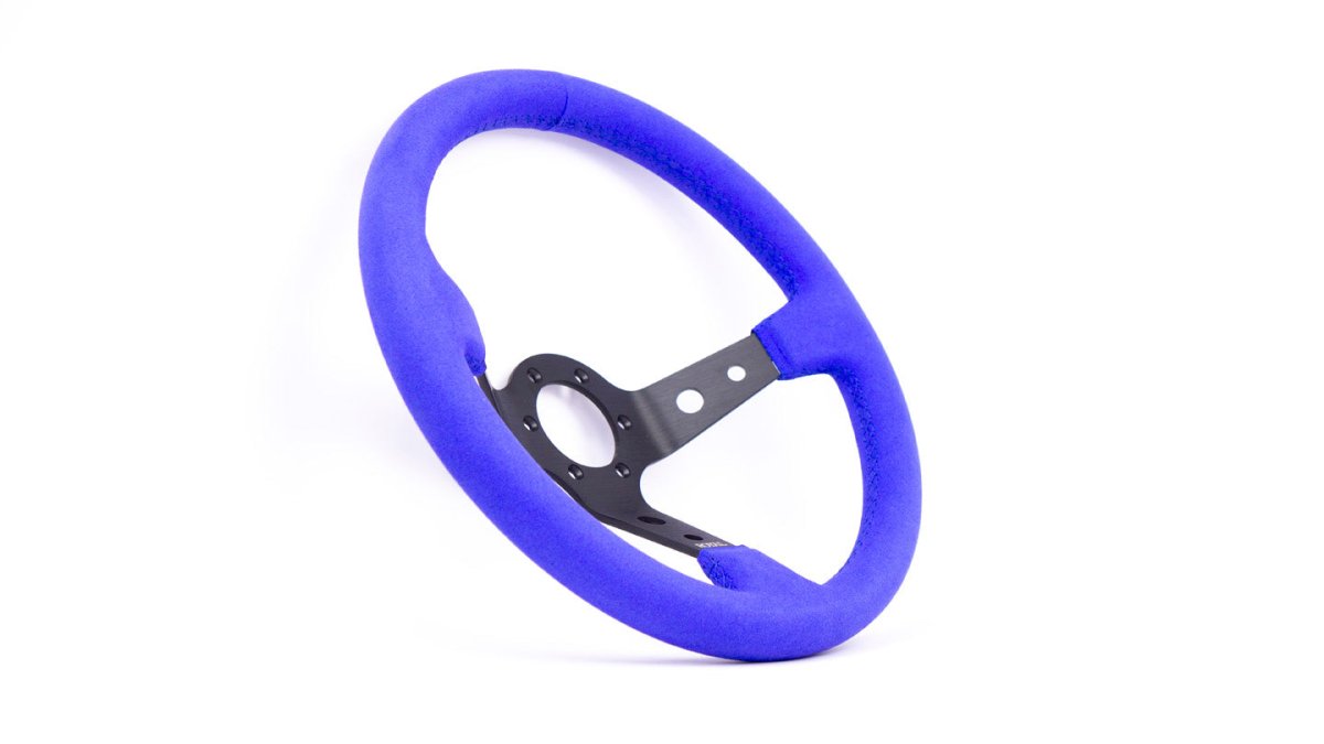 Grip Royal Club 350mm Deep Dish Steering Wheel w/ Blue Suede Grip, and Blue Stitching - GRSW - CLUB - S - BLB - Subimods.com