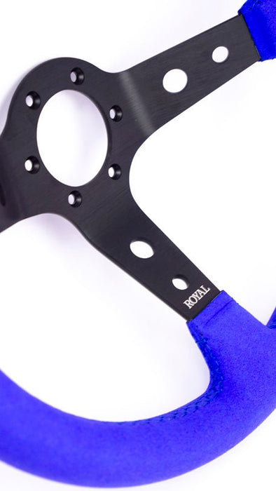 Grip Royal Club 350mm Deep Dish Steering Wheel w/ Blue Suede Grip, and Blue Stitching - GRSW - CLUB - S - BLB - Subimods.com