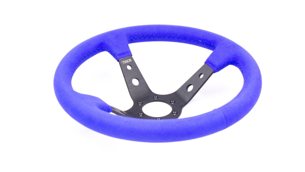 Grip Royal Club 350mm Deep Dish Steering Wheel w/ Blue Suede Grip, and Blue Stitching - GRSW - CLUB - S - BLB - Subimods.com