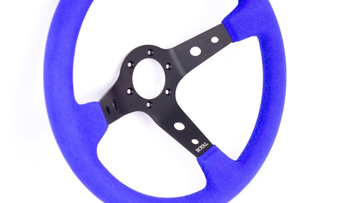 Grip Royal Club 350mm Deep Dish Steering Wheel w/ Blue Suede Grip, and Blue Stitching - GRSW - CLUB - S - BLB - Subimods.com