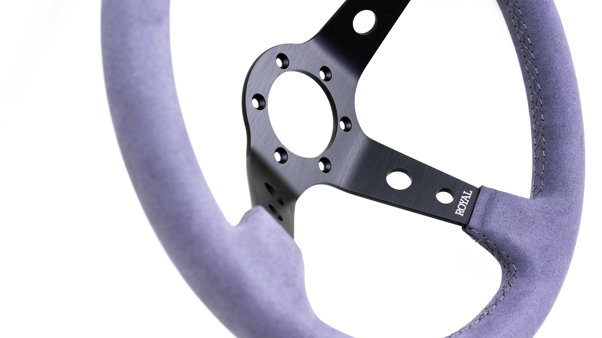 Grip Royal Club 350mm Deep Dish Steering Wheel w/ Grey Suede Grip, and Grey Stitching - GRSW - CLUB - S - GYGY - Subimods.com