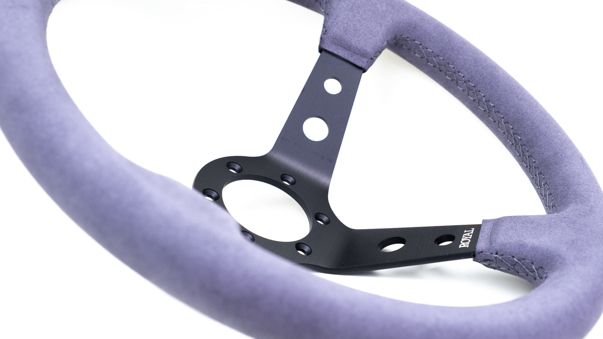 Grip Royal Club 350mm Deep Dish Steering Wheel w/ Grey Suede Grip, and Grey Stitching - GRSW - CLUB - S - GYGY - Subimods.com