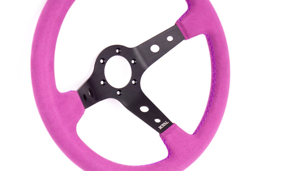 Grip Royal Club 350mm Deep Dish Steering Wheel w/ Purple Suede Grip, and Purple Stitching - GRSW - CLUB - S - PPPP - Subimods.com