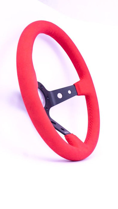 Grip Royal Club 350mm Deep Dish Steering Wheel w/ Red Suede Grip, and Red Stitching - GRSW - CLUB - S - RDRD - Subimods.com
